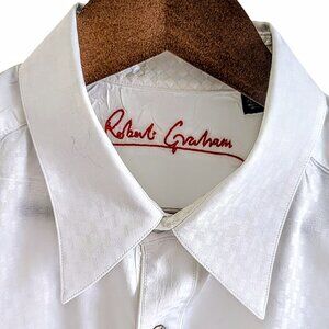 Robert Graham XL White Pattern Long Sleeve Button Down Shirt *Note Stain